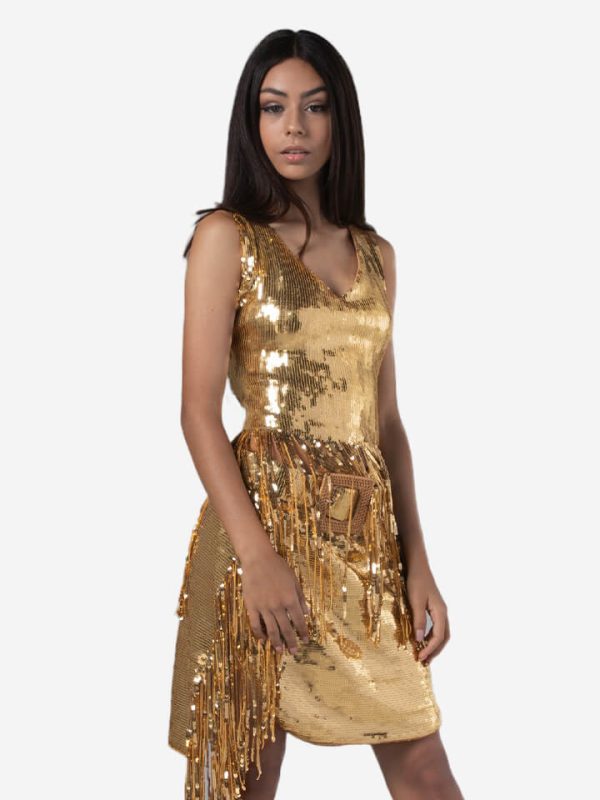 Gold night party dress